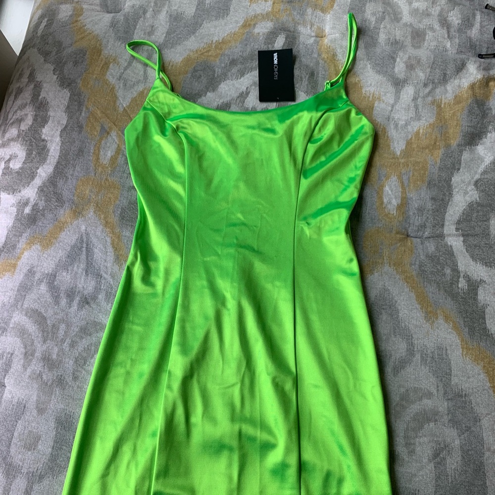 Lime green dress from fashion nova